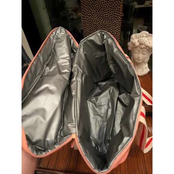 New Neiman Marcus L Space Coastal Insulated Cooler Bag Tote Large Coral Pink - Picture 3 of 8